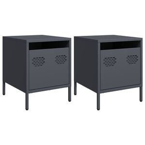 vidaXL Tables de chevet 2 pcs anthracite 35x39x43,5 cm acier