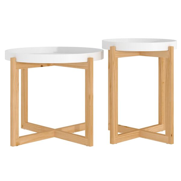 vidaXL Tables basses 2 pcs Blanc Bois d'ingénierie et pin massif