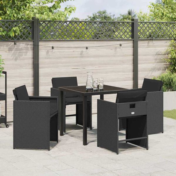 vidaXL Ensemble de salle &agrave; manger pour jardin 5 pcs Noir polyrotin