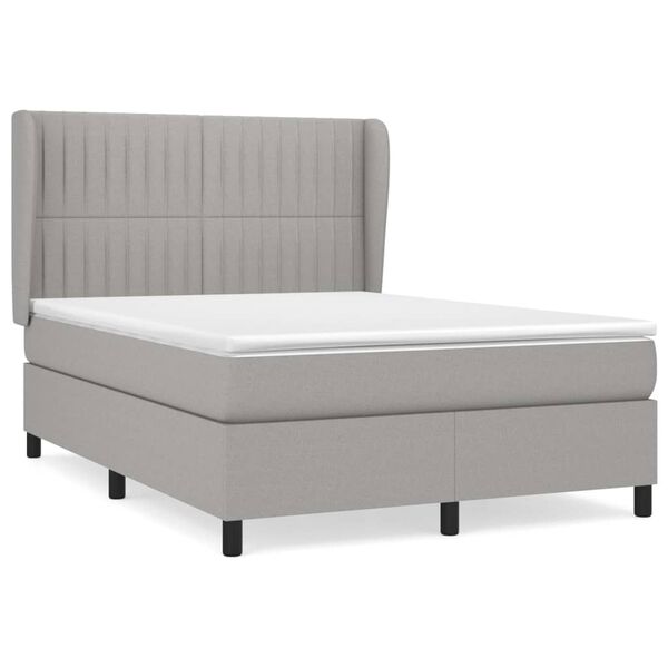 vidaXL Sommier &agrave; lattes de lit avec matelas Gris clair 140x190cm Tissu