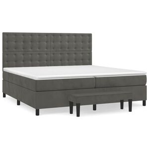 vidaXL Sommier &agrave; lattes de lit et matelas Gris fonc&eacute; 200x200cm Velours