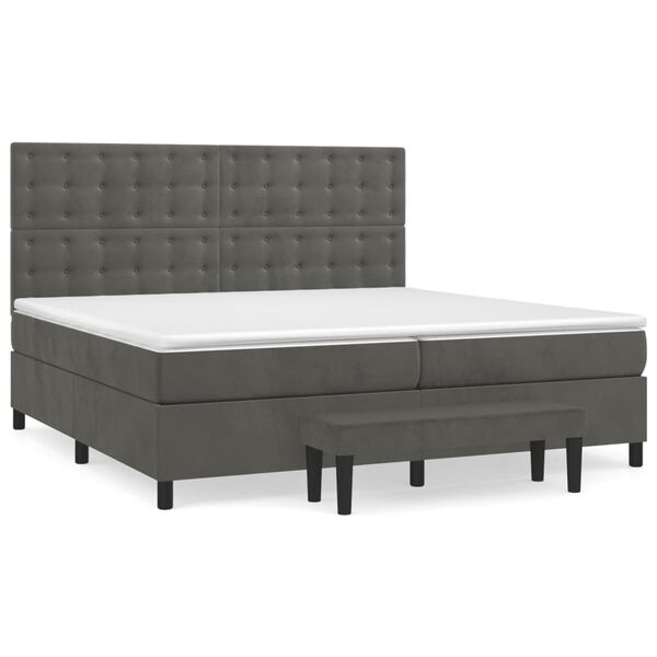 vidaXL Sommier &agrave; lattes de lit et matelas Gris fonc&eacute; 200x200cm Velours