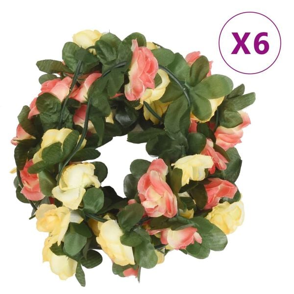 vidaXL Guirlandes de fleurs 6 pcs rouge vif 250 cm