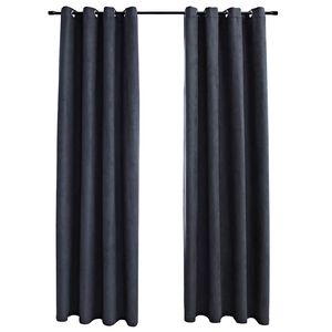 vidaXL Rideaux occultants avec anneaux M&eacute;tal 2pcs Anthracite 140x175cm