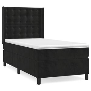 vidaXL Sommier &agrave; lattes de lit avec matelas Noir 90x200 cm Velours
