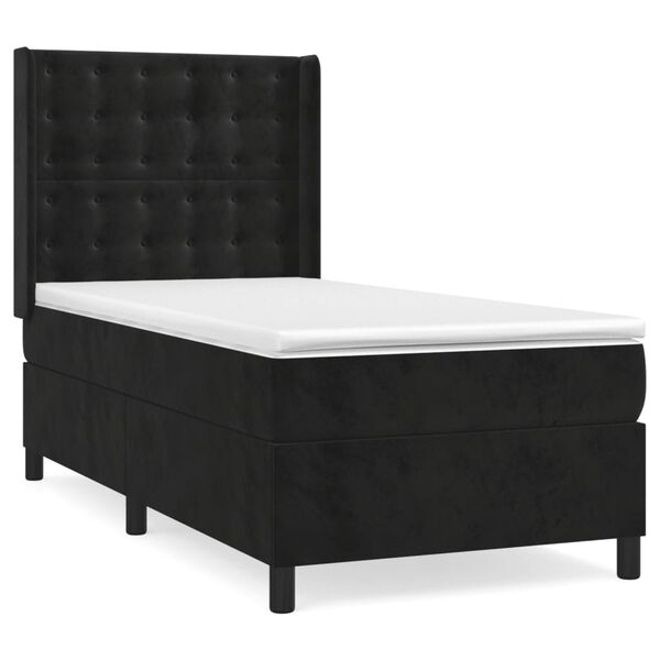 vidaXL Sommier &agrave; lattes de lit avec matelas Noir 90x200 cm Velours
