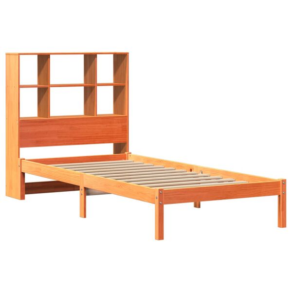 vidaXL Lit bibliothèque sans matelas cire marron 75x190 cm pin massif