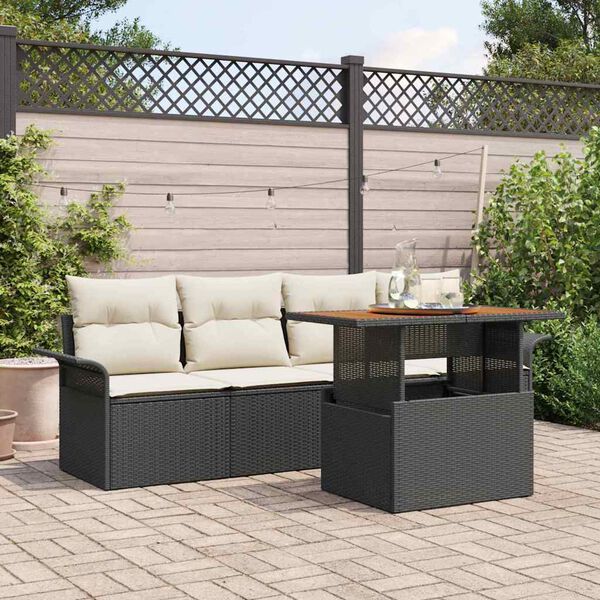 vidaXL Ensemble de canapé de jardin 5 pcs Noir Poly rotin