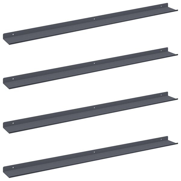 vidaXL &Eacute;tag&egrave;re flottante 4 pcs Anthracite 100 x 9 x 2,5 cm Acier