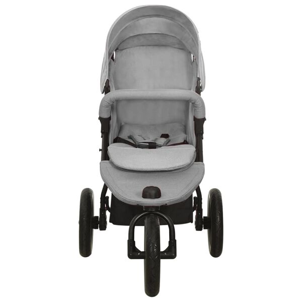 vidaXL Poussette pour b&eacute;b&eacute; Gris clair Acier