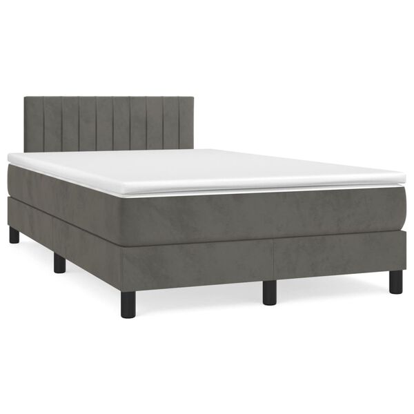 vidaXL Sommier &agrave; lattes de lit et matelas gris fonc&eacute; 120x190cm velours