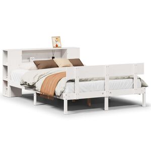 vidaXL Lit biblioth&egrave;que sans matelas blanc 120x200 cm bois pin massif