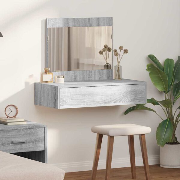 vidaXL Table de Toilette Gris 83 x 40 x 70 cm Bois d'ing&eacute;nierie