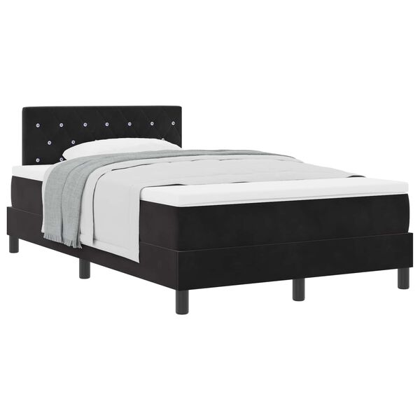vidaXL Lit &agrave; ressorts avec matelas Noir 120 x 200 cm Velours
