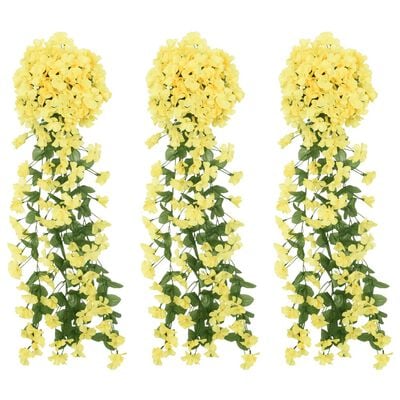 vidaXL Guirlandes de fleurs artificielles 3 pcs Jaune 85 cm