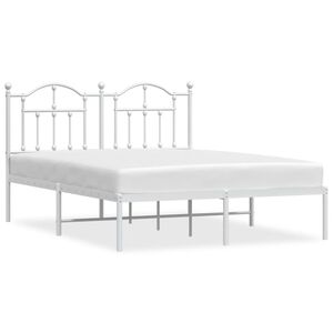 vidaXL Cadre de lit m&eacute;tal sans matelas et t&ecirc;te de lit blanc 140x190 cm