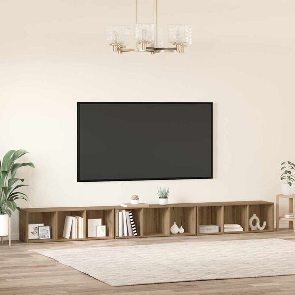 vidaXL Ensemble meuble TV 3 pcs Ch&ecirc;ne artisanal 37 x 35 x 107 cm