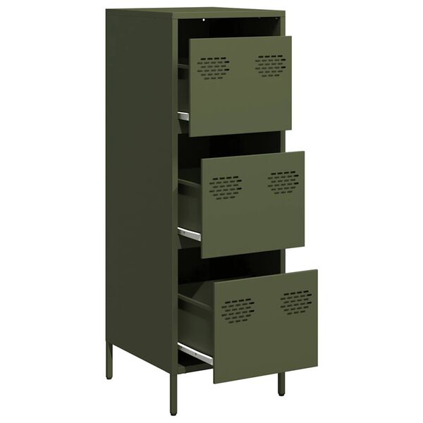 vidaXL Buffet vert olive 39x35x103,5 cm acier