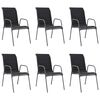 vidaXL Chaises empilables de jardin lot de 6 Acier et textil&egrave;ne Noir