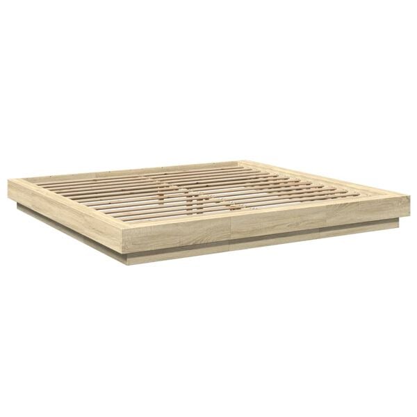 vidaXL Cadre de lit sans matelas ch&ecirc;ne sonoma 200x200 cm