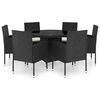 vidaXL Ensemble &agrave; manger de jardin 7 pcs R&eacute;sine tress&eacute;e Noir