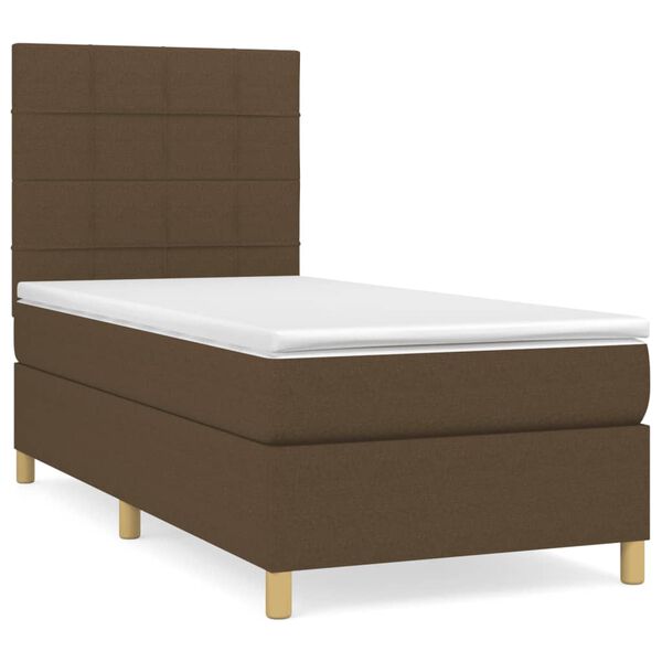 vidaXL Sommier &agrave; lattes de lit avec matelas Marron fonc&eacute; 90x190 cm