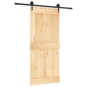 vidaXL Porte coulissante Naturel et noir 90 x 210 cm