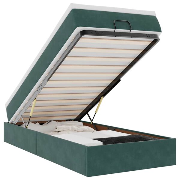 vidaXL Cadre de lit ottoman avec matelas vert fonc&eacute; 90x200 cm velours
