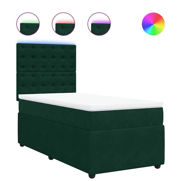vidaXL Sommier &agrave; lattes de lit et matelas Vert fonc&eacute; 80x200 cm Velours