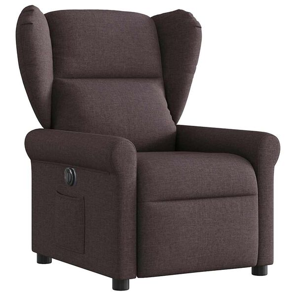 vidaXL Fauteuil inclinable &eacute;lectrique Marron fonc&eacute; Tissu