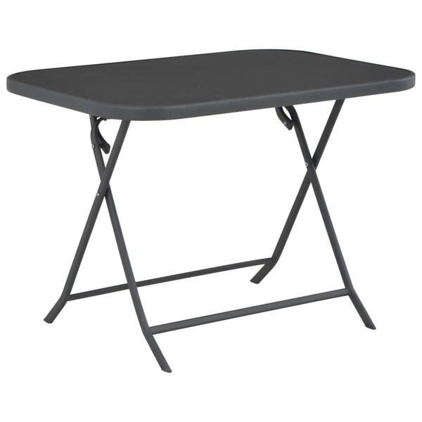 vidaXL Table pliable de jardin Gris 100x75x72 cm Verre et acier