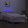 vidaXL Sommier &agrave; lattes de lit avec matelas LED Cr&egrave;me 90x200 cm Tissu
