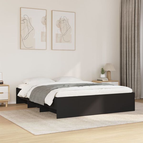 vidaXL Cadre de lit sans matelas noir 160x200 cm bois d'ingénierie