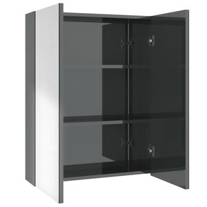 vidaXL Armoire &agrave; miroir de salle de bain 60x15x75 cm MDF Gris brillant
