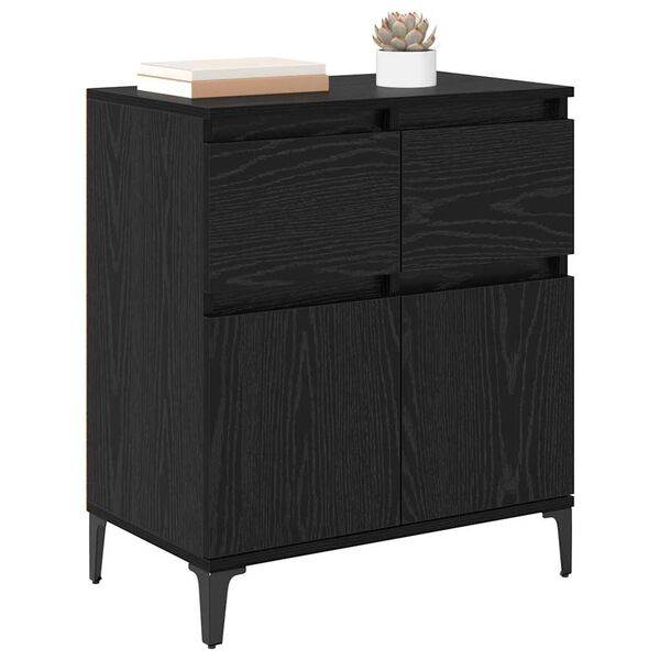 vidaXL Buffet Ch&ecirc;ne noir 60 x 35 x 70 cm Bois d'ing&eacute;nierie et fer
