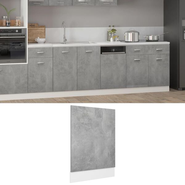 vidaXL Panneau de lave-vaisselle Gris b&eacute;ton 45x3x67 cm Agglom&eacute;r&eacute;