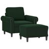 vidaXL Fauteuil avec repose-pied Vert fonc&eacute; 60 cm Velours