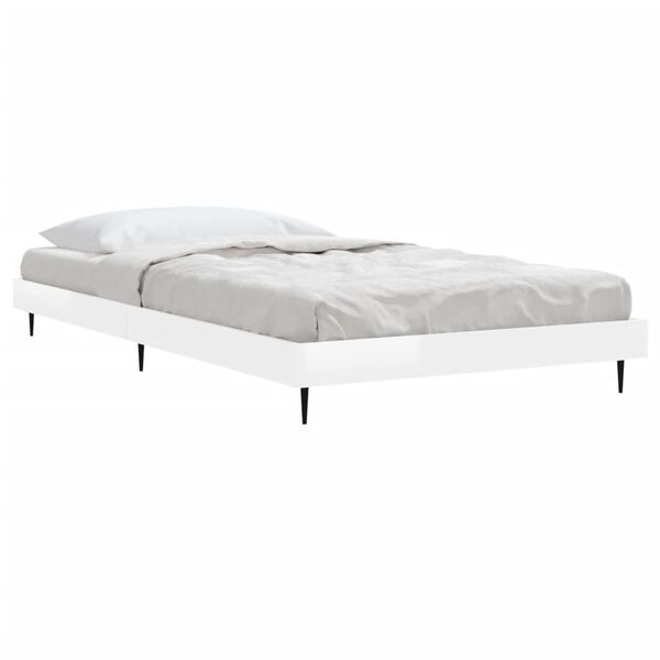 vidaXL Cadre de lit sans matelas blanc brillant 90x190 cm