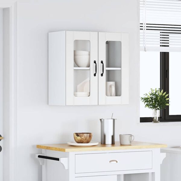 vidaXL Armoire murale de cuisine avec porte en verre Lucca blanc