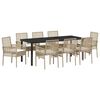 vidaXL Ensemble de salle &agrave; manger pour jardin 9 pc Beige polyrotin