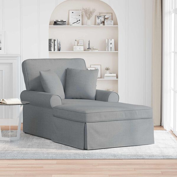vidaXL Chaise lounge avec jupe Gris clair 91 x 157 x 91 cm tissu
