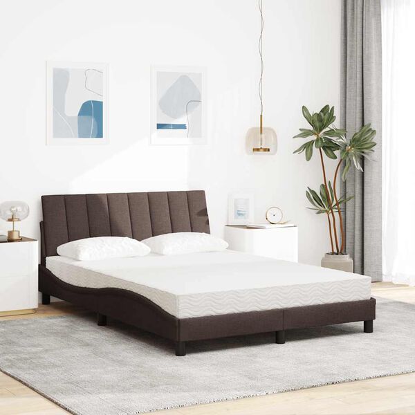 vidaXL Lit avec matelas Hanko marron fonc&eacute; 140x200 cm tissu