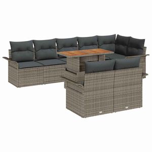 vidaXL Ensemble de canap&eacute; de jardin 9 pcs Gris Poly rotin