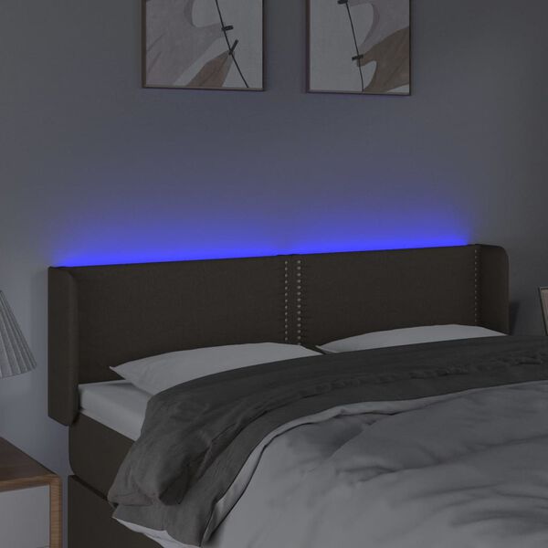 vidaXL T&ecirc;te de lit &agrave; LED Taupe 147x16x78/88 cm Tissu