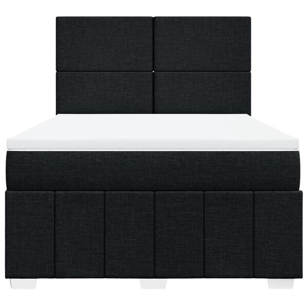 vidaXL Sommier &agrave; lattes de lit avec matelas Noir 140x200 cm Tissu