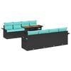 vidaXL Ensemble de canap&eacute; de jardin avec coussin 7 pcs Noir et bleu