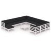 vidaXL Salon de jardin 13 pcs avec coussins Blanc Bois de pin massif
