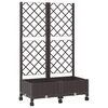 vidaXL Bac de jardin avec treillis et roues Marron 80 x 40 x 131,5 cm
