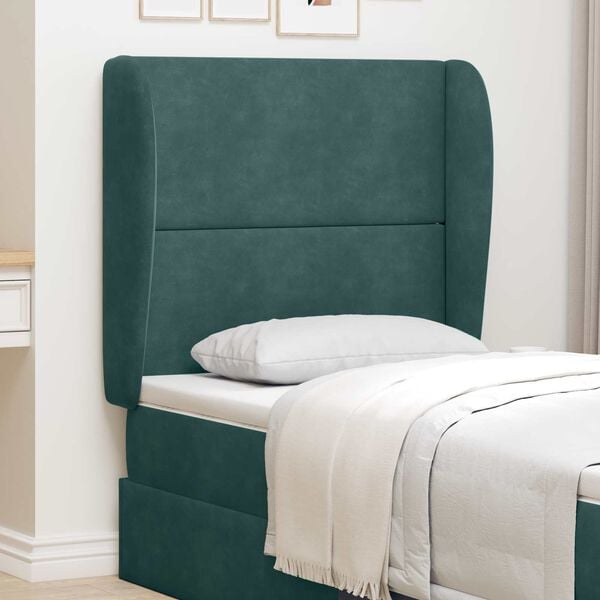 vidaXL Oreille de t&ecirc;te de lit Vert 80 x 23 x 6 cm Velours