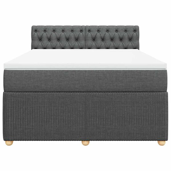 vidaXL Sommier &agrave; lattes de lit avec matelas Gris fonc&eacute; 140x190cm Tissu